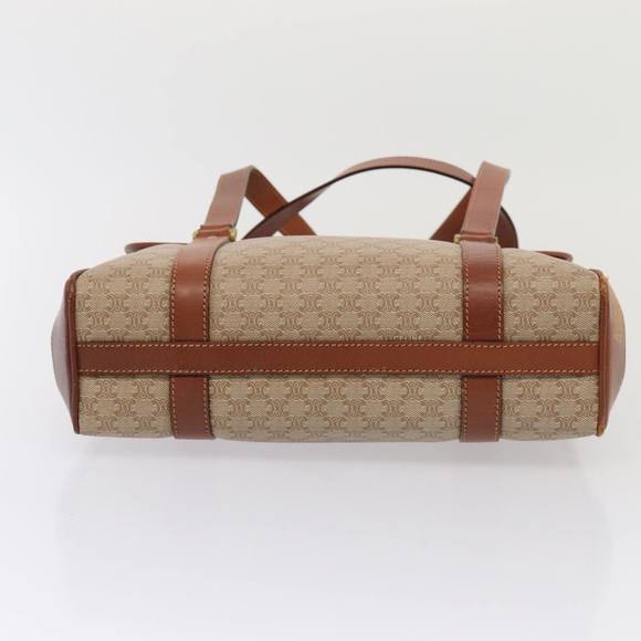 CELINE Macadam Canvas Hand Bag Beige Gold Auth 86426 - Picture 5 of 16